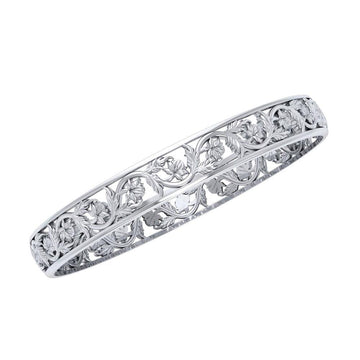 Filigree Flower Silver Bangle TBG128 - Jewelry